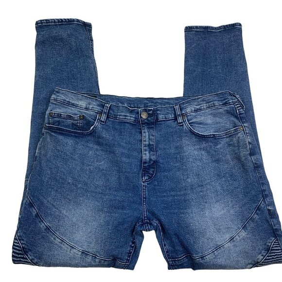 True Religion Rocco Relaxed Skinny Moto Jeans Men's Size 42 - Picture 2 of 10